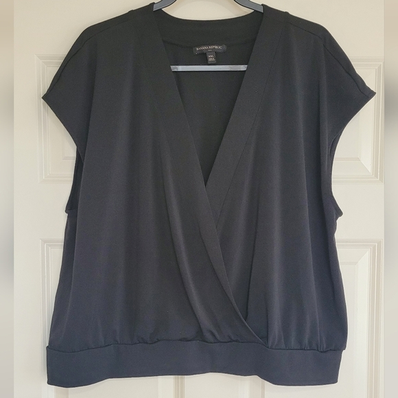 Banana Republic Factory Faux Wrap Short Sleeve Blouse - Size XXL - Picture 1 of 5